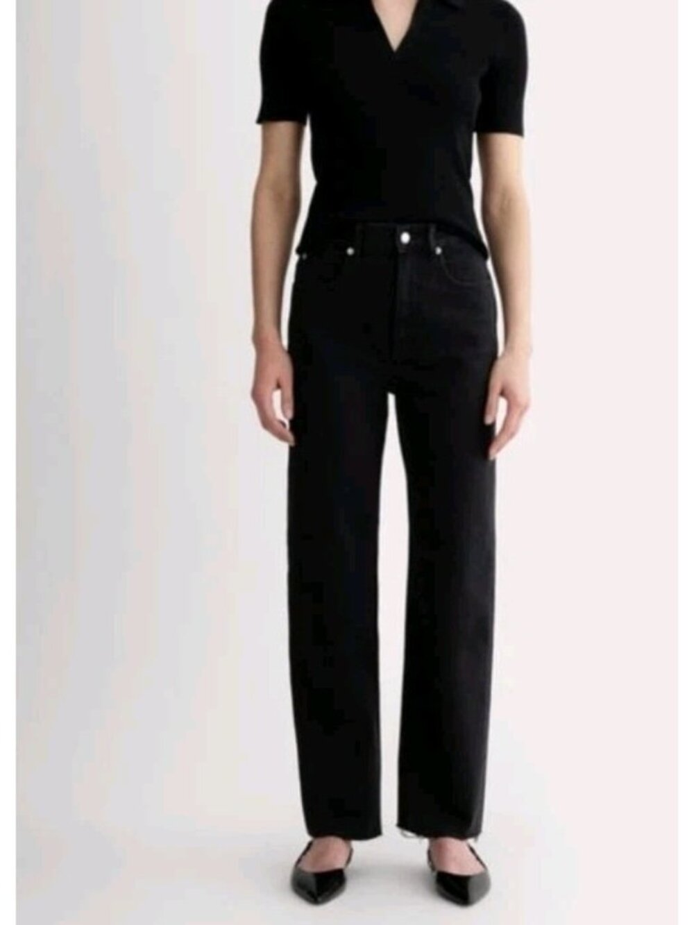 Everlane The Way High Jean Black High Rise Straight Crop Stretch Organic Cotton